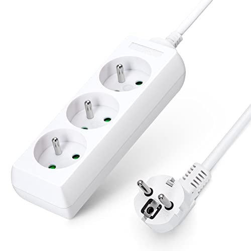 Aigostar Steckdosenleiste 3-fach 16A 2P + E Tischsteckdose Kindersicherung 3m Kabel, Weiß von Aigostar