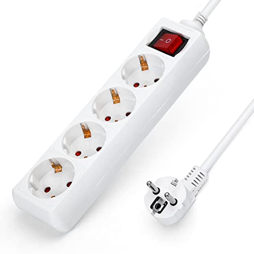 Aigostar Steckdosenleiste 4-Fach mit Schalter Tischsteckdose Kindersicherung 5m Kabel Weiß Aigostar Steckdosenleiste 4-Fach mit Schalter Tischsteckdose Kindersicherung 5m Kabel Weiß von Aigostar
