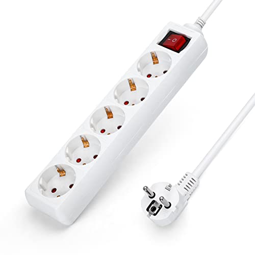 Aigostar Steckdosenleiste 5-fach mit Schalter Tischsteckdose Kindersicherung 3m Kabel, Weiß Aigostar Steckdosenleiste 5-fach mit Schalter Tischsteckdose Kindersicherung 3m Kabel, Weiß von Aigostar