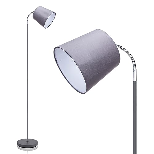 Aigostar Stehlampe mit Fußschalter, E14 Fassung mit Grau Lampenschirm, Stehleuchte mit Metallsockel, Moderne Vintage Standleuchten Leselampe für Wohnzimmer, Schlafzimmer von Aigostar