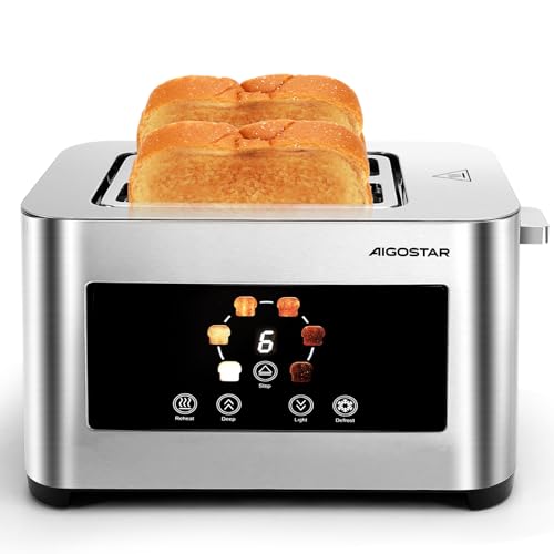 Aigostar Toaster 2 Scheiben, LED-Touchscreen, 4 cm extra breite Toastschlitze & Brotzentrierung, Edelstahl-Toaster mit 6 Bräunungsstufen, Aufwärm-, Auftau-, Aufwärm- & Stoppfunktion, 850W Aigostar Toaster 2 Scheiben, LED-Touchscreen, 4 cm extra breite Toastschlitze & Brotzentrierung, Edelstahl-Toaster mit 6 Bräunungsstufen, Aufwärm-, Auftau-, Aufwärm- & Stoppfunktion, 850W von Aigostar