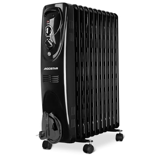 Aigostar Tummie 33JIE - ölradiator, 11 Lamellen Ölgefüllter Heizkörper, 2300 Watt Tragbar mit drei Heizstufen und Thermostatregelung. EINWEGVERPACKUNG. von Aigostar