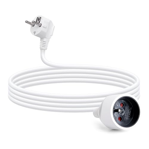 Aigostar Verlängerungskabel 2M Kabel Kabelverlängerungen mit Schutzkontakt Stecker Schuko Verlängerung 16A/250V, Weiß von Aigostar