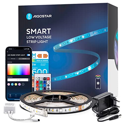 Aigostar Wlan LED Streifen 5m Wasserdicht Alexa LED Strip RGB App-steuerung IR-Fernbedienung Smart LED Stripes Farbwechsel, LED Band kompatibel mit Alexa und Google Assistant für Party, Zuhause von Aigostar