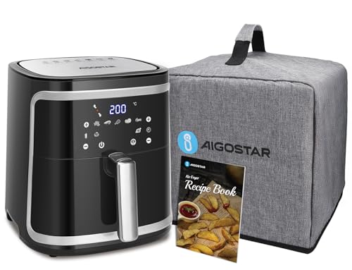 Aigostar - XXL-Luftfritteuse mit Staubschutz, 7 l Air Fryer, 1900 W und Warmhaltefunktion, Rezeptbuch im Lieferumfang enthalten, LED-Touch-Panel, doppelte Verwendung: mit Korb oder Schublade von Aigostar