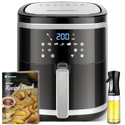 Aigostar Cube Smart WiFI - Heißluftfritteuse 7L XXL, Airfryer 1900W, APP-Steuerung, 7 Programmen, LED-Touchscreen, Warmhalten, 20 Rezepte, Ohne Öl Air Fryer für 6-10 Personen, DIY-Menü, Schwarz von Aigostar