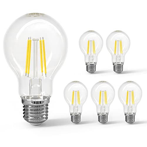 Aigostar LED E27 Vintage Glühbirne 6W (Ersetzt 58W), 780Lm, Kaltweiß 6500K, Abstrahlwinkel 330°, A60 Edison Lampe Filament Retro Transparent Flimmerfrei, 5 Stück von Aigostar