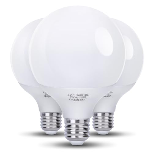 Aigostar LED Lampe E27 15W Glühbirne Ersetzt 99W Glühlampen, LED Glühbirne Globe G95, Kaltweiß 6500K Leuchtmittel, 1500Lumen, Energiespar 3 Stücke von Aigostar