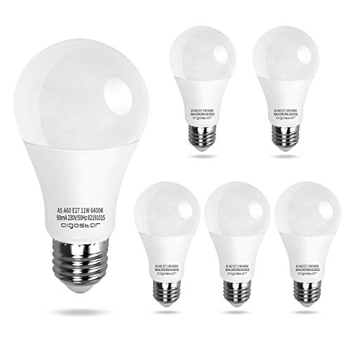 Aigostar Led E27 Kaltweiß 11W Leuchtmittel Birne Lampe 6500K 1060 Lumen Abstrahlwinkel 280 Grad A60 Glühbirnen Tropfen 5 Stücke Energiesparend von Aigostar