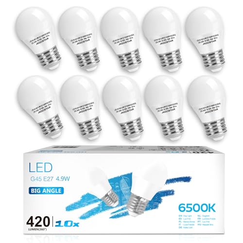 Aigostar Led E27 Kaltweiß 5W Leuchtmittel Birne Lampe 6500K 420 Lumen Abstrahlwinkel 230 Grad G45 Glühbirnen Tropfen 10 Stück Energiesparend von Aigostar