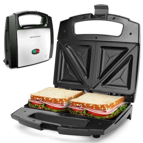 Aigostar Sandwichmaker für Dreieckige Sandwichtoasts, 800 W mit Antihaftbeschichtung, Doppelseitiges Backen bei Konstanter Temperatur, Vertikale Lagerung, Rutschfeste Füße, BPA-frei von Aigostar