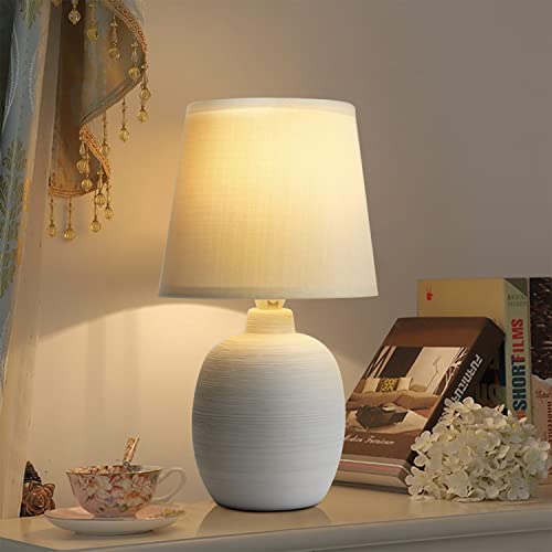Aigostar Tischlampe Keramik Tischleuchte Lampe für Nachttisch Beistelltisch Nachttischlampe Stoffschirm E14 Vintage Retro Lustig von Aigostar