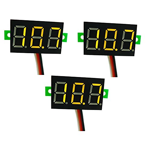 EasyWordMall 3PCS Mini Digital Voltmeter LED Spannungsanzeige Panelmeter DC 0-100V gelb von Aihasd
