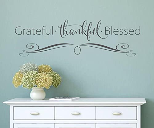 Aihesui Wandtattoo, Danksagungsspruch "Grateful Thankful Blessed", Vinyl, 35,6 x 119,4 cm, Schwarz von Aihesui