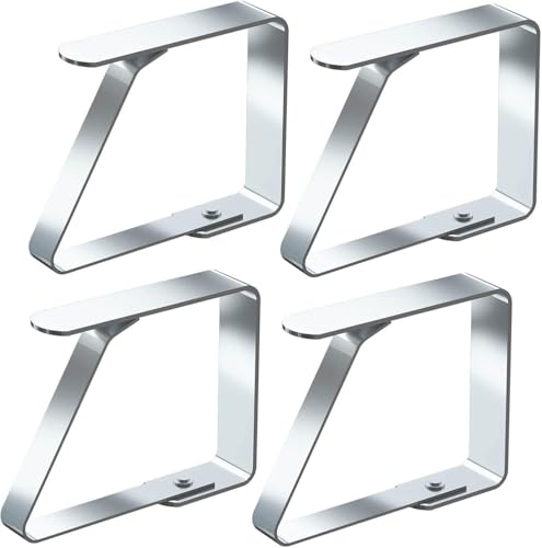 Aihoom 4 Stück Tischdeckenklammern aus Edelstahl, Tischtuchklammern für den Außenbereich, für 1 – 5,5 cm, Gartentisch, Familienesstisch, Restaurant (Silber) von Aihoom