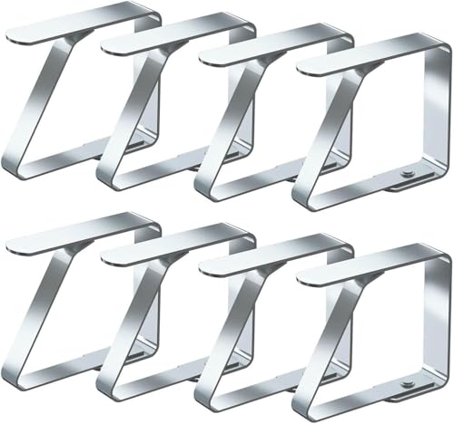 Aihoom 8 Stück Tischdeckenklammern aus Edelstahl, Tischtuchklammern für den Außenbereich, für 1 – 3 cm Gartentisch, Esstisch, Familienrestaurant (Silber) von Aihoom