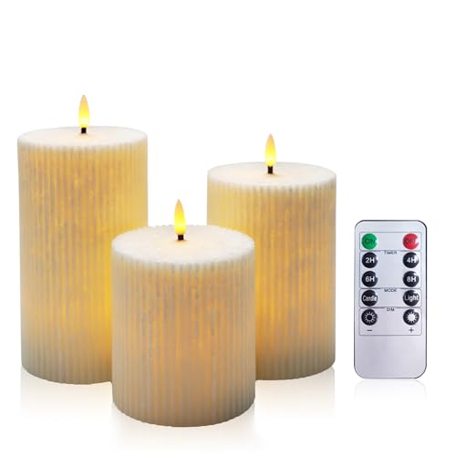 AiiBowy [3er Set Led Kerzen 4"/5"/6”, Flammenlose Kerzen mit Fernbedienung Timer Funktion Batteriekerzen, Weihnachtskerzen, LED Stabkerzen Home Deko, Wohnzimmer, Outdoor, Geburtstag, Party,(Weiß) von AiiBowy