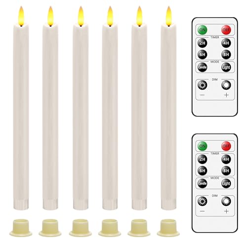 AiiBowy Led Kerzen [6er Set ] Flammenlose Kerze, 24 Stunden Timer Funktion mit Fernbedienung, Batteriebetriebene mit 3D Flamme, Led Fensterkerzen, LED Kerzen Home Deko Weihnachten Party, Elfenbeinweiß von AiiBowy