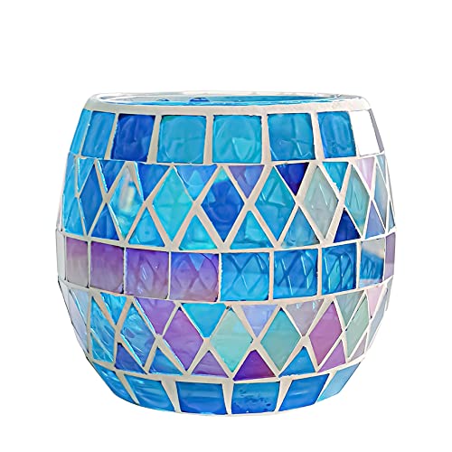 AiiBowy Teelichthalter, Kerzenhalter, Kerzenhaltersets, Glas Kerzenhalter, Kerze Dekorationen, Romantisch, Mosaik-Stil, Farbverlauf, Tischdekoration, Hochzeit, Party, Geburtstagsgeschenk Blau von AiiBowy