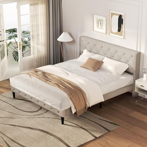 Aiidoits Polsterbett 140x200 cm Doppelbett, Stabiler Bettrahmen mit Metallgestell und Holzlattenrost, gepolsterter Bettrahmen, ohne Matratze, Samt, beige Aiidoits Polsterbett 140x200 cm Doppelbett, Stabiler Bettrahmen mit Metallgestell und Holzlattenrost, gepolsterter Bettrahmen, ohne Matratze, Samt, beige von Aiidoits