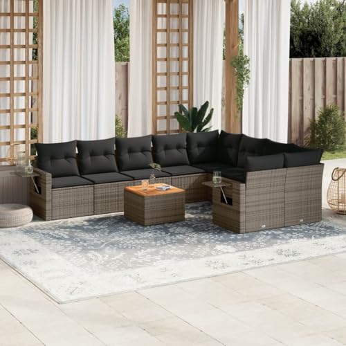 Aiious Garten-Sofagarnitur 10-TLG Grau Poly Rattan - Bequem f¨¹r Familie und Freunde im Freien Aiious Garten-Sofagarnitur 10-TLG Grau Poly Rattan - Bequem f¨¹r Familie und Freunde im Freien von Aiious