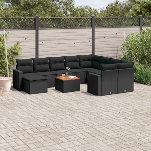 Aiious 11-TLG Garten-Sofagarnitur Schwarz Poly Rattan - Bequem f¨¹r Garten Terrasse Innenhof von Aiious