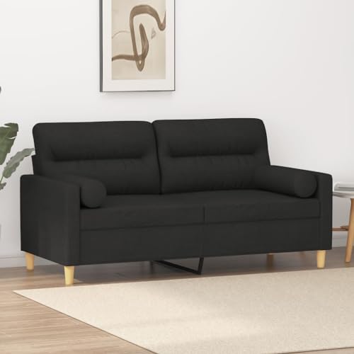 Aiious 140 cm Schwarz Stoff 2-Sitzer-Sofa mit Zierkissen - Modernes Design f¨¹r Entspannung Aiious 140 cm Schwarz Stoff 2-Sitzer-Sofa mit Zierkissen - Modernes Design f¨¹r Entspannung von Aiious