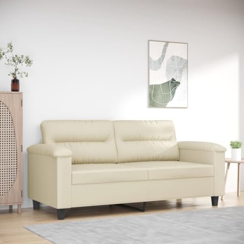 Aiious 2-Sitzer-Sofa 140 cm in Creme - Kunstleder, langlebig und bequem zum Entspannen von Aiious