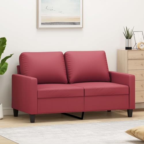 Aiious 2-Sitzer-Sofa in Weinrot (120 cm) aus langlebigem Kunstleder - Ideal zum Entspannen und Fernsehen von Aiious
