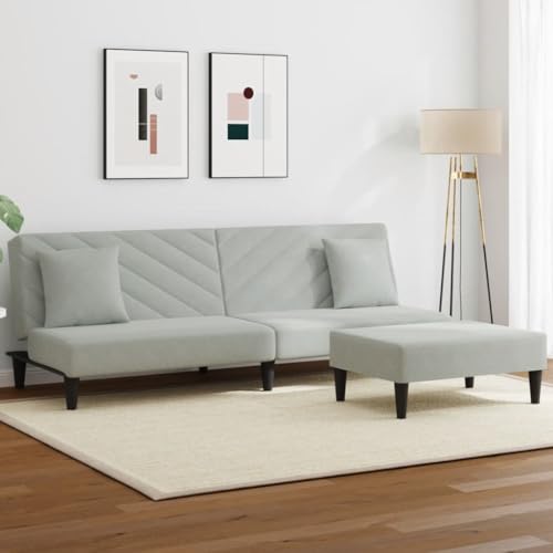 Aiious 2-TLG. Sofagarnitur in Hellgrauem Samt: Bequem, 2-in-1-Funktion und Vielseitiger Hocker Aiious 2-TLG. Sofagarnitur in Hellgrauem Samt: Bequem, 2-in-1-Funktion und Vielseitiger Hocker von Aiious