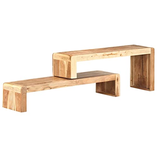Aiious Holz TV Schrank Industriestil Akazienholz Massivholz Lowboard Regal Einbauschrank Wohnzimmerm?Bel mit verstellbaren F?Chern einzigartiger Holzcharakter von Aiious