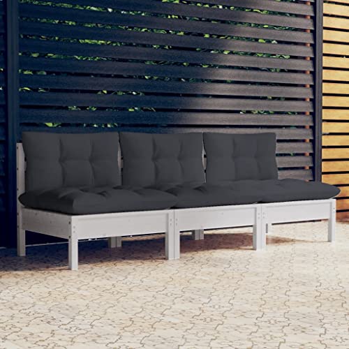 Aiious 3-Sitzer-Gartensofa mit Anthrazit Kissen Massivholz Kiefer Aiious 3-Sitzer-Gartensofa mit Anthrazit Kissen Massivholz Kiefer von Aiious