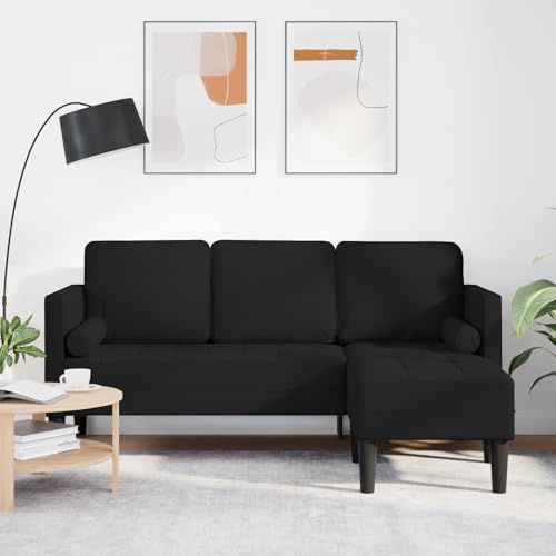 Aiious 3-Sitzer L-f?rmiges Sofa in Schwarz - 160 cm Stoff, ideal f¨¹r Familienabende und Treffen mit Freunden von Aiious
