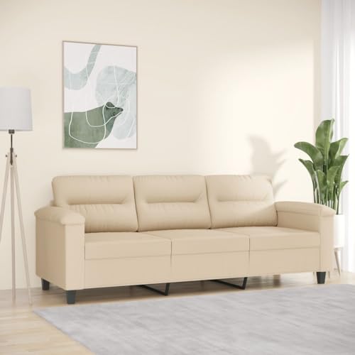 Aiious 3-Sitzer-Sofa Creme 180 cm: Bequem Entspannen mit Mikrofasergewebe und Metallgestell von Aiious