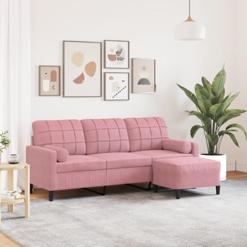 Aiious 3-Sitzer-Sofa Rosa 180 cm Samt: Weich, Komfortabel und Mit Hocker f¨¹r Entspannung Aiious 3-Sitzer-Sofa Rosa 180 cm Samt: Weich, Komfortabel und Mit Hocker f¨¹r Entspannung von Aiious