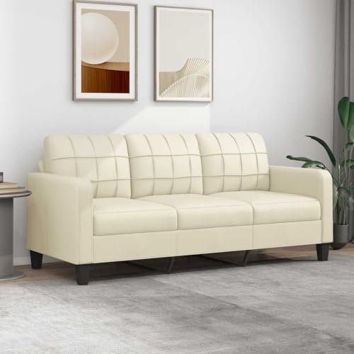 Aiious 3-Sitzer-Sofa in Creme, 180 cm Kunstleder - Ideal zum Entspannen und Fernsehen von Aiious