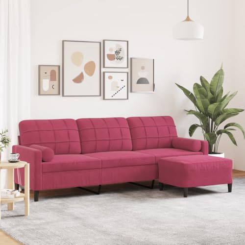 Aiious 3-Sitzer-Sofa in Weinrot 210 cm Samt: Weich, Komfortabel und Mit Hocker f¨¹r Entspannung Aiious 3-Sitzer-Sofa in Weinrot 210 cm Samt: Weich, Komfortabel und Mit Hocker f¨¹r Entspannung von Aiious