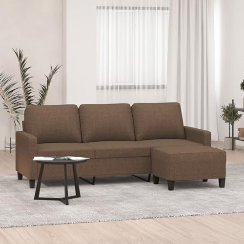 Aiious 3-Sitzer-Sofa mit Hocker in Braun (180 cm): Bequemer Entspannungsplatz mit robustem Stoff und stabiles Gestell von Aiious