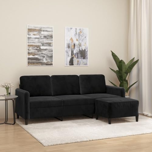 Aiious 3-Sitzer-Sofa mit Hocker in Schwarz Samt: Bequem f¨¹r Plaudern, Lesen und Entspannen Aiious 3-Sitzer-Sofa mit Hocker in Schwarz Samt: Bequem f¨¹r Plaudern, Lesen und Entspannen von Aiious