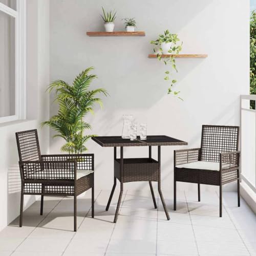 Aiious 3-TLG Garten-Essgruppe Braun Poly Rattan - Kompakte Gro?e Perfekt Fur Kleine Au?enbereiche Aiious 3-TLG Garten-Essgruppe Braun Poly Rattan - Kompakte Gro?e Perfekt Fur Kleine Au?enbereiche von Aiious