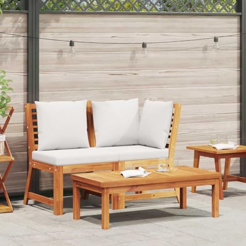 Aiious 3-TLG Garten-Lounge-Set mit Creme Kissen aus Massiv-Akazienholz Vintage-Look f¨¹r Garten Terrasse Aiious 3-TLG Garten-Lounge-Set mit Creme Kissen aus Massiv-Akazienholz Vintage-Look f¨¹r Garten Terrasse von Aiious
