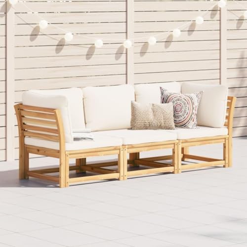 Aiious 3-TLG Garten-Lounge-Set aus Massivholz Akazie mit Kissen - Eleganter Entspannungskomfort im Garten von Aiious