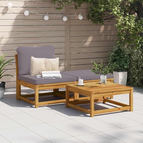 Aiious 3-TLG Garten-Lounge-Set mit Kissen aus Massivholz Akazie - Elegant und Komfortabel f¨¹r Garten und Terrasse von Aiious