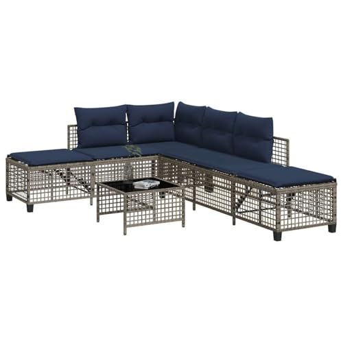 Aiious 3-teiliges Ecksofa-Set f¨¹r den Garten mit Kissen, grau, Polyrattan Aiious 3-teiliges Ecksofa-Set f¨¹r den Garten mit Kissen, grau, Polyrattan von Aiious