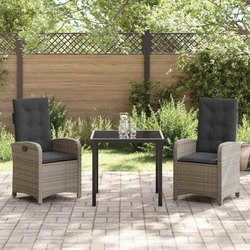 Aiious 3-teiliges Garten-Dining-Set mit Kissen grau aus Poly-Rattan Aiious 3-teiliges Garten-Dining-Set mit Kissen grau aus Poly-Rattan von Aiious