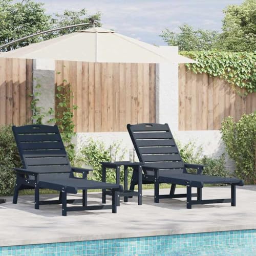 Aiious 3-teiliges Garten-Lounge-Set Marineblau HDPE Bequem Ergonomisch Fur Entspannen Mit Freunden von Aiious