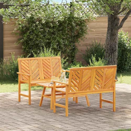 Aiious 3-teiliges Garten-Lounge-Set Massives Holz Akazie von Aiious
