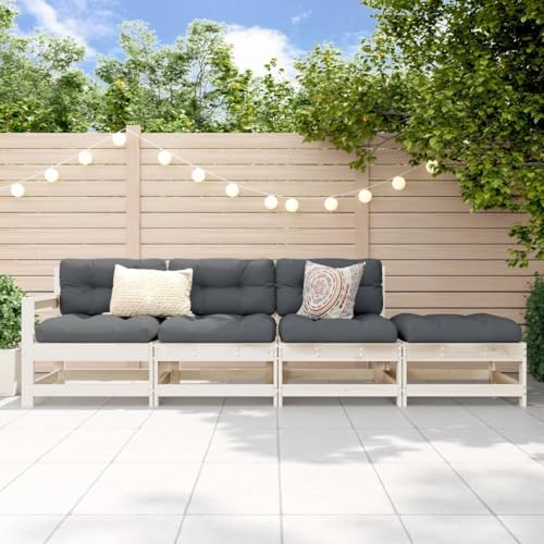 Aiious 4-TLG Garten-Lounge-Set Weiss Massivholz Kiefer - Ideal Fuer Garten Terrasse Balkon Aiious 4-TLG Garten-Lounge-Set Weiss Massivholz Kiefer - Ideal Fuer Garten Terrasse Balkon von Aiious
