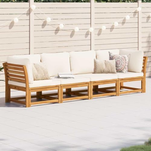 Aiious 4-TLG Garten-Lounge-Set mit Kissen aus Massivholz Akazie - Elegant Entspannen im Garten von Aiious