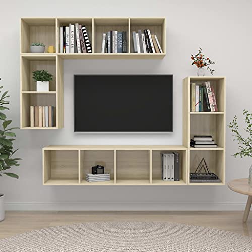 Aiious 4-TLG. TV-Schrank-Set Sonoma-Eiche Holzwerkstoff von Aiious